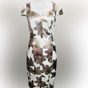 Enfocus studio floral metallic dress
